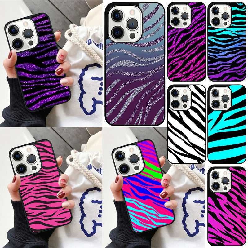 Premium Zebra-Muster Glitzer iPhone-Hülle | MagSafe-Case mit Rundumschutz & Kameralinsenschutz für Apple iPhone 17/17 Air, 16/16e, 15, 14, 13 Pro Max Plus Cover | Panzertasche & Stoßstangenabdeckung Handyhülle | Hochwertige Schutzhülle
