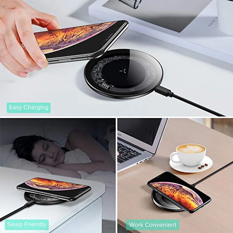 Chargeur Qi rapide 15 W | Tapis de chargement sans fil universel MagSafe Premium | Apple iPhone, AirPod, Samsung et Android | Chargement rapide et sûr par induction