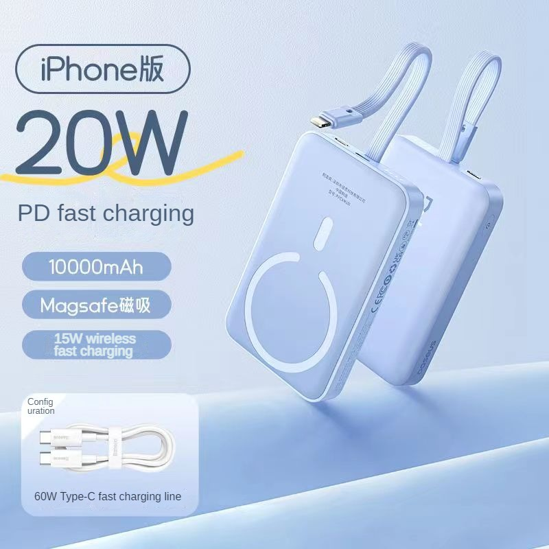 Banque d'alimentation premium 6000 mAh – Chargeur sans fil, alimentation 10 000 mAh pour Apple iPhone 15, 14, 13, 12, 11 Pro Max Plus Mini | Batterie externe portable avec fonction de charge rapide