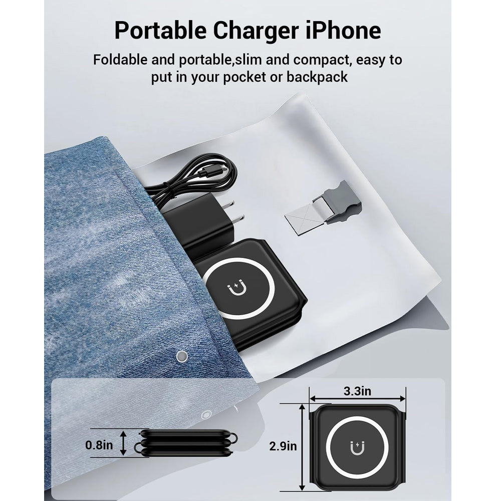 Station de charge magnétique pliable 3 en 1 Chargeur sans fil 15 W Station de charge rapide en aluminium Station d'accueil Station de charge sans fil Apple iPhone