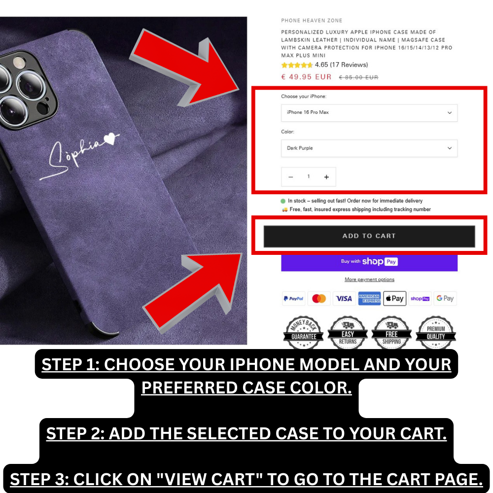 Personalized Luxury Apple iPhone Case Made Of Lambskin Leather | Individual Name | MagSafe Case with Camera Protection for iPhone 16/15/14/13/12 Pro Max Plus Mini