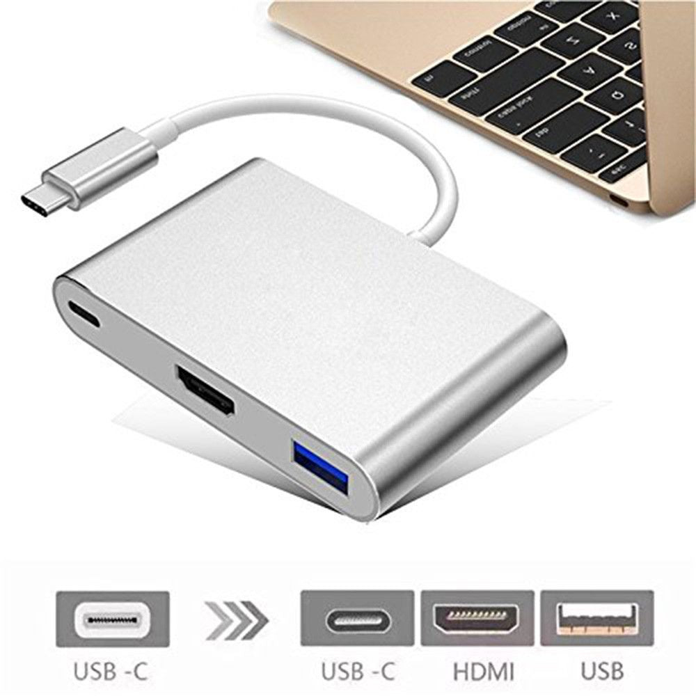 Hub USB-C 3-en-1 : répartiteur Type-C vers HDMI, station d'accueil USB 3.0 de haute qualité pour MacBook Air/Pro, Samsung - Hub USB-C vers HDMI