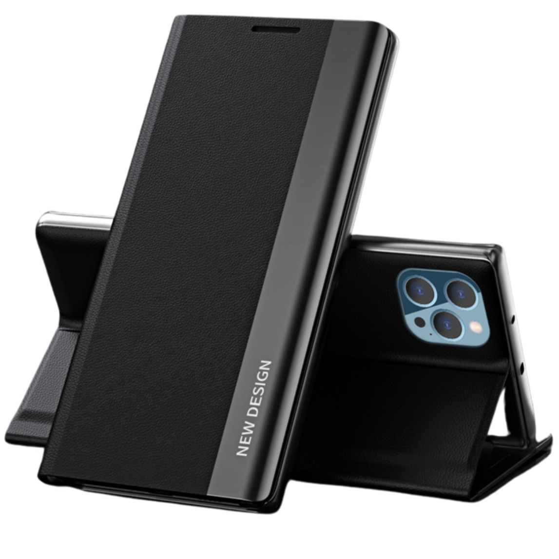 Couverture de livre à rabat haut de gamme avec fermeture magnétique et fonction support pour iPhone | Étui à rabat MagSafe pour Apple iPhone 15/14/13/12 Pro Max, Plus, Mini - étui de protection polyvalent