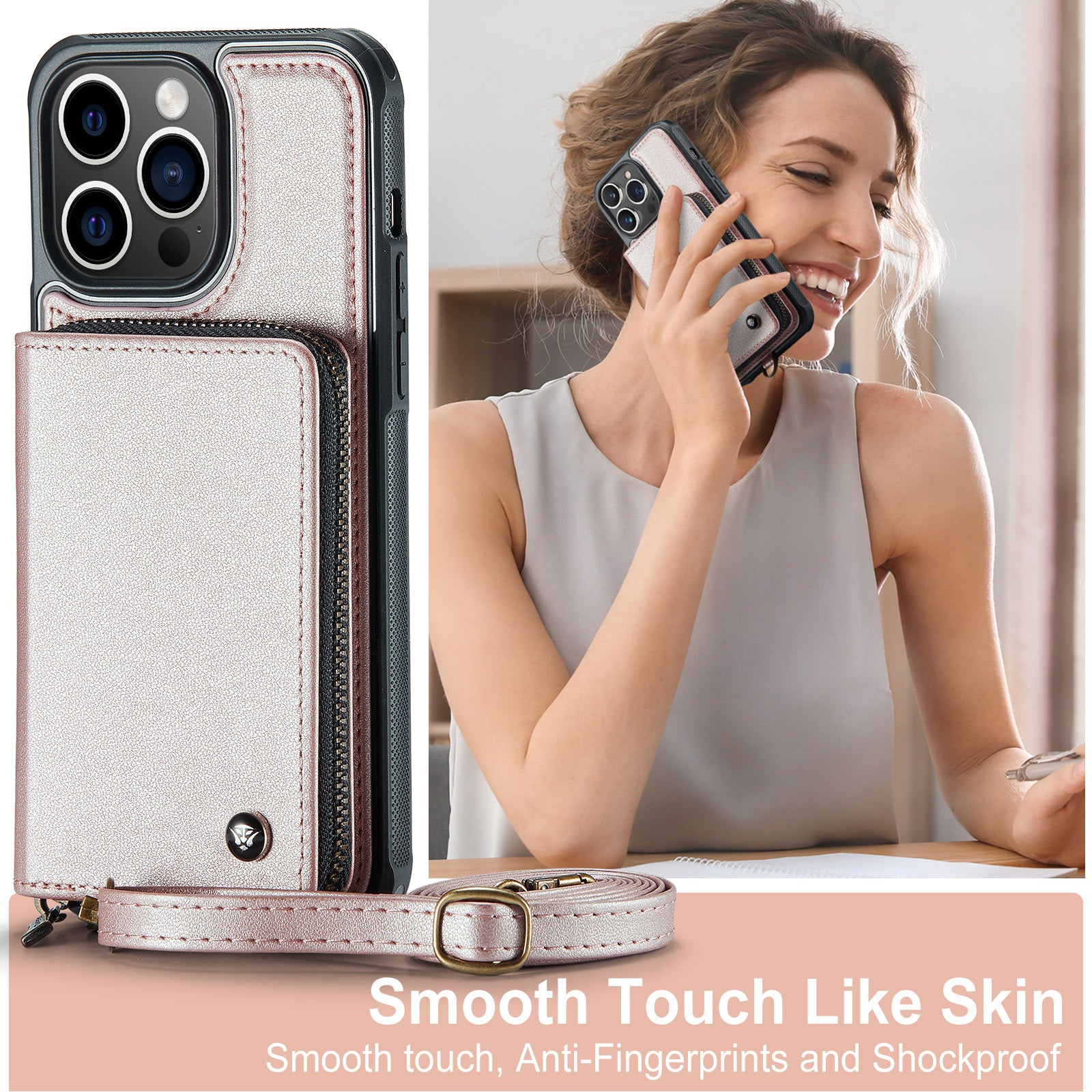 Étui portefeuille en cuir de luxe pour iPhone – Coque bandoulière MagSafe premium avec porte-cartes, fonction support & bandoulière, protection 360° antichoc, design fin, tout organisé – idéal pour extérieur & travail