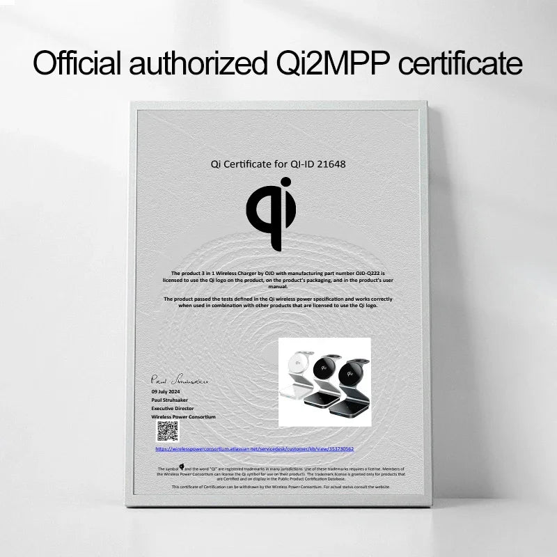 Station de charge magnétique pliable 3 en 1 Chargeur sans fil 15 W Station de charge rapide en aluminium Station d'accueil Station de charge sans fil Apple iPhone