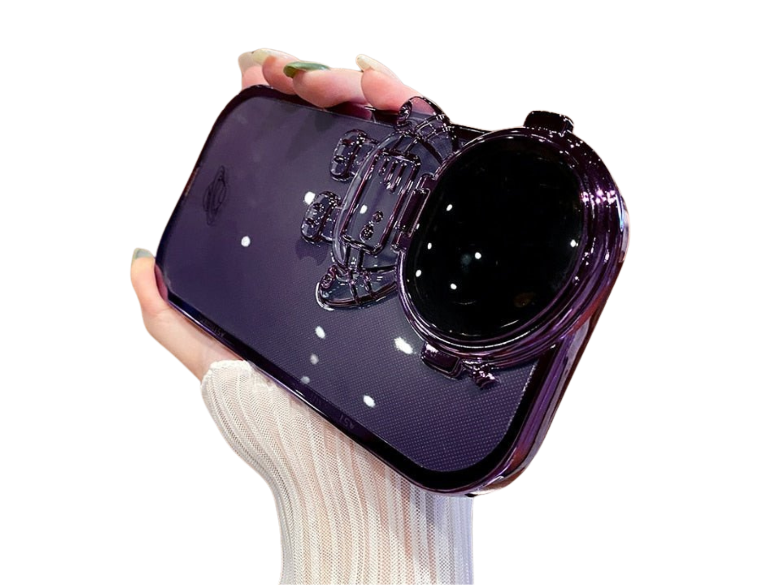 Étui d'astronaute avec film pailleté et support d'objectif protecteur d'appareil photo | Coque arrière en TPU souple de qualité supérieure absorbant les chocs pour Apple iPhone