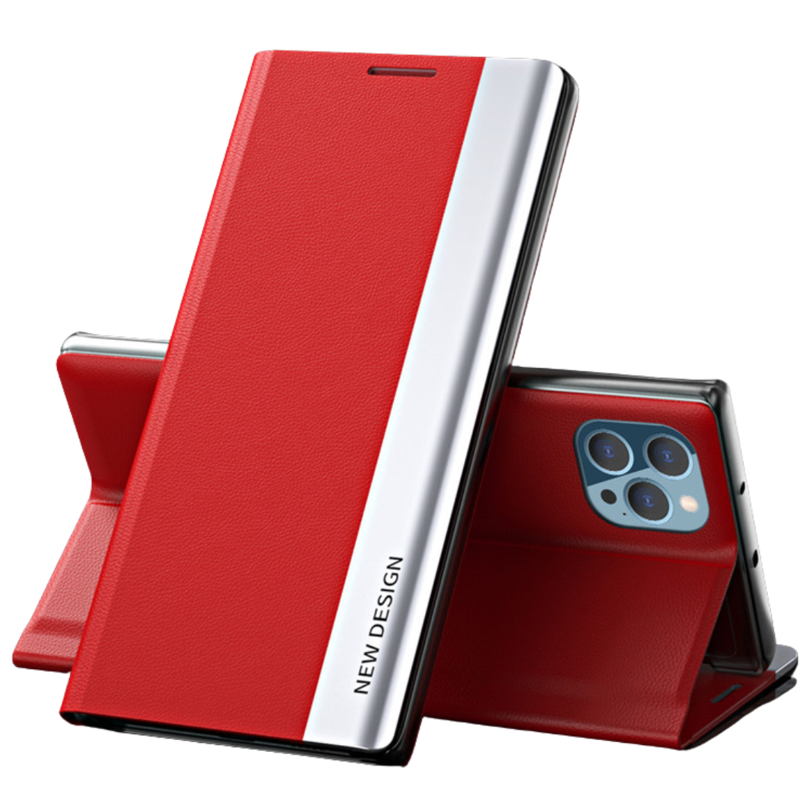 Couverture de livre à rabat haut de gamme avec fermeture magnétique et fonction support pour iPhone | Étui à rabat MagSafe pour Apple iPhone 15/14/13/12 Pro Max, Plus, Mini - étui de protection polyvalent