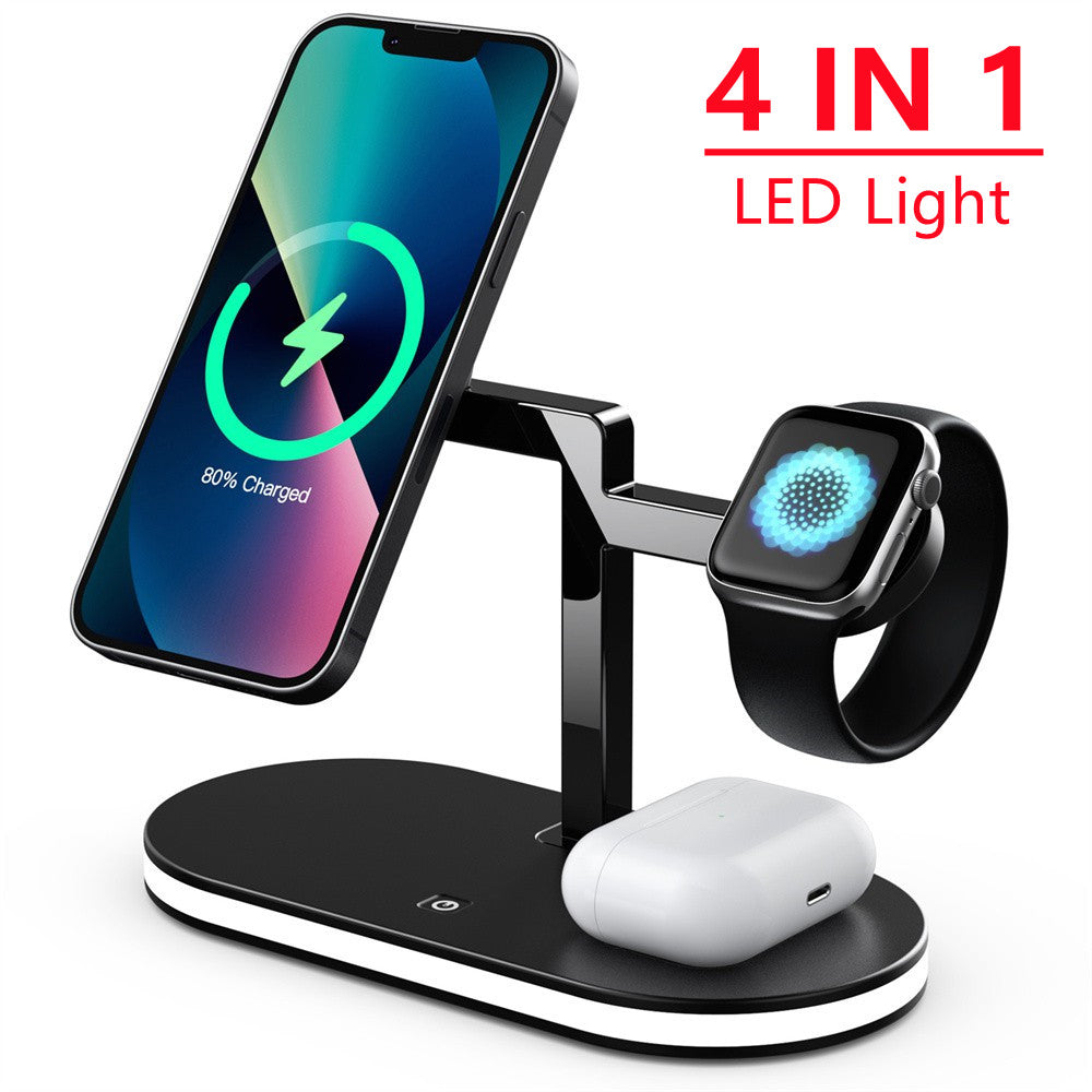 Station de recharge rapide LED 3 en 1 haut de gamme | Chargeur sans fil multifonctionnel, Station de charge rapide sans fil, Station d'accueil pour iPhone, AirPods, Apple Watch et iPad | Support et support pour téléphone/tablette