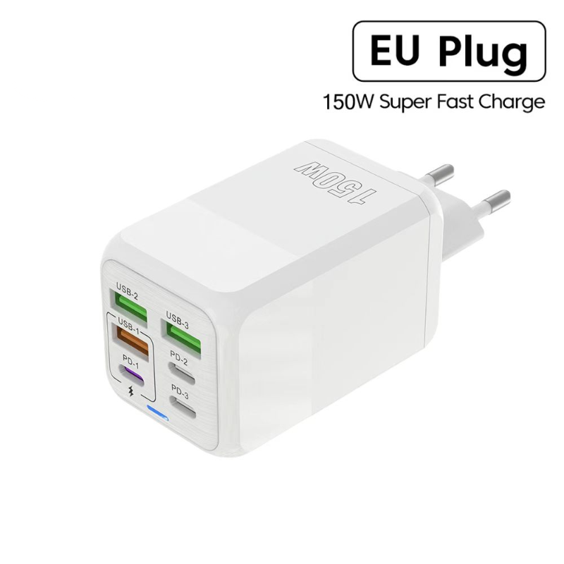 Station de charge rapide de bureau Gan Charger Premium 65W | Adaptateur 4 en 1 pour ordinateur portable et téléphone portable pour Apple iPhone 15 14 13 12 11 Pro Max Plus Mini, iOS, Android, Xiaomi, Samsung - Charge rapide