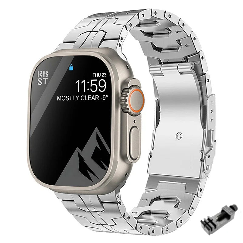 Luxus Apple Watch Armband 41mm 45mm 40mm 44mm - Herren Business Edelstahl-Armband für iWatch Serie 9 8 7 - Phone Heaven Zone