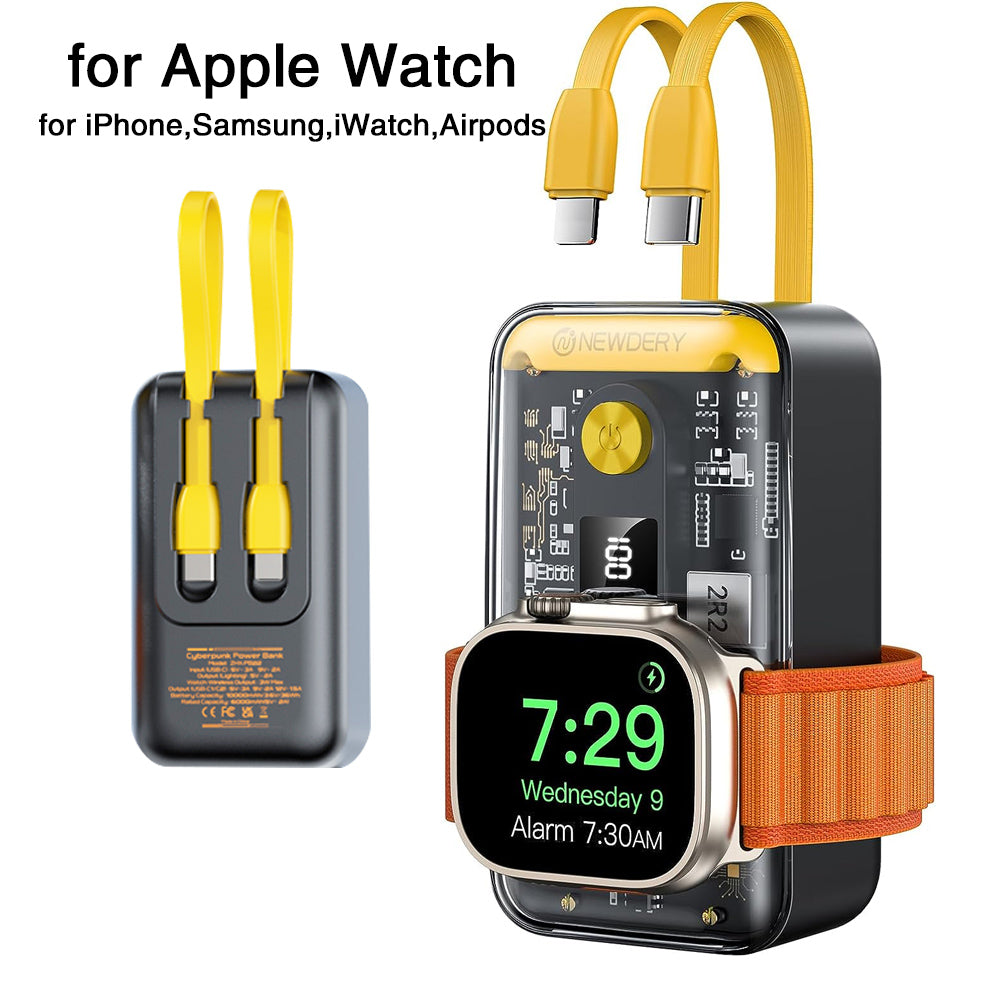 Banque d'alimentation sans fil PD20W de haute qualité pour iWatch S1-S9 et Apple iPhone avec câble intégré, source de batterie portable 10 000 mAh pour appareils iOS, iPhone, Huawei, Xiaomi, Samsung