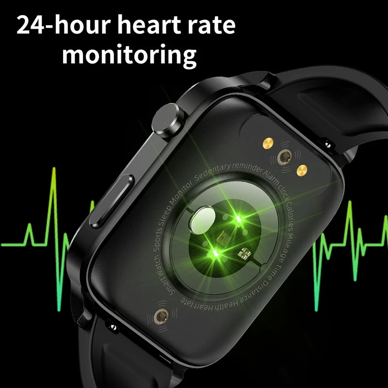 Montre intelligente de glycémie haut de gamme pour hommes avec assistant vocal AI, appel Bluetooth, mesure automatique de l'oxygène dans le sang par infrarouge, surveillance de la santé, ECG et PPG