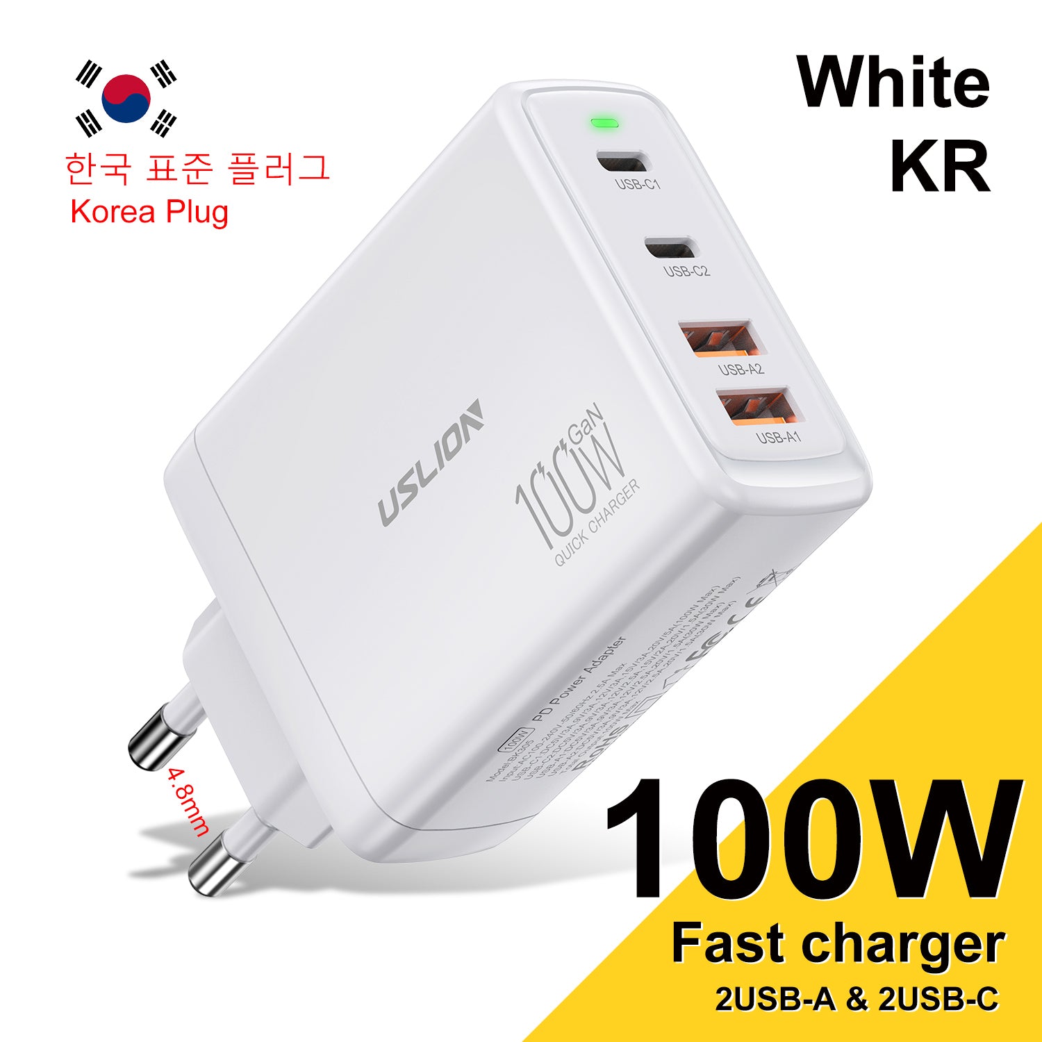 Station de charge rapide de bureau Gan Charger Premium 65W | Adaptateur 4 en 1 pour ordinateur portable et téléphone portable pour Apple iPhone 15 14 13 12 11 Pro Max Plus Mini, iOS, Android, Xiaomi, Samsung - Charge rapide