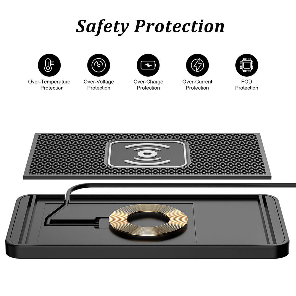 Chargeur de voiture sans fil Premium 30W, station d'accueil en Silicone antidérapant pour Apple iPhone 15 14 13 12 11 Pro Max Plus Mini | Station de recharge sans fil rapide pour voiture