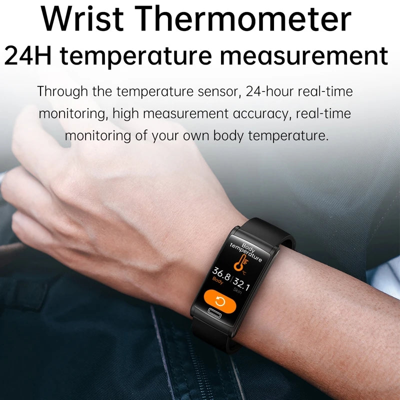 Bracelet intelligent de santé ECG + PPG de glycémie non invasif de haute qualité | Montre intelligente de sport étanche IP68 pour hommes avec surveillance de la glycémie