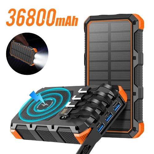 Chargeur solaire Premium Power Bank 20 000 mAh | Batterie externe portable avec charge rapide 5 V et lampe de poche super lumineuse pour les déplacements