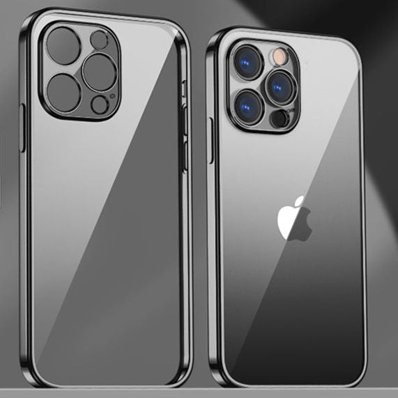 Transparente Silikonhülle für Apple iPhone | Klare Militärstärke-Schutz mit Premium Plating Quadrat-Rahmen