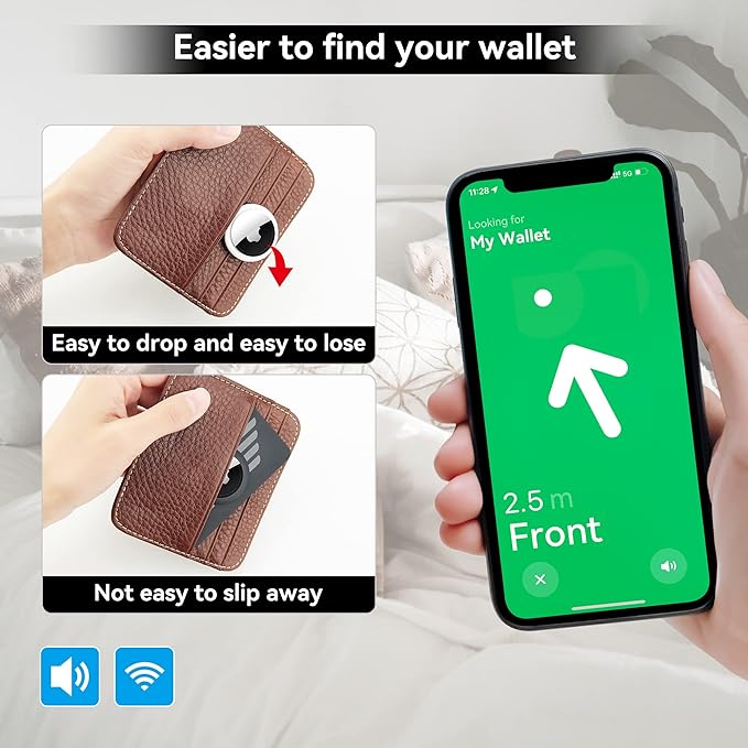 Premium Apple AirTag Brieftaschenhalter & Hülle, 2er Pack: Dünner AirTag Brieftaschenclip, Case für Apple Airtags, GPS-Tracker