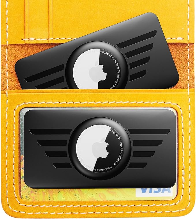 Premium Apple AirTag Brieftaschenhalter & Hülle, 2er Pack: Dünner AirTag Brieftaschenclip, Case für Apple Airtags, GPS-Tracker