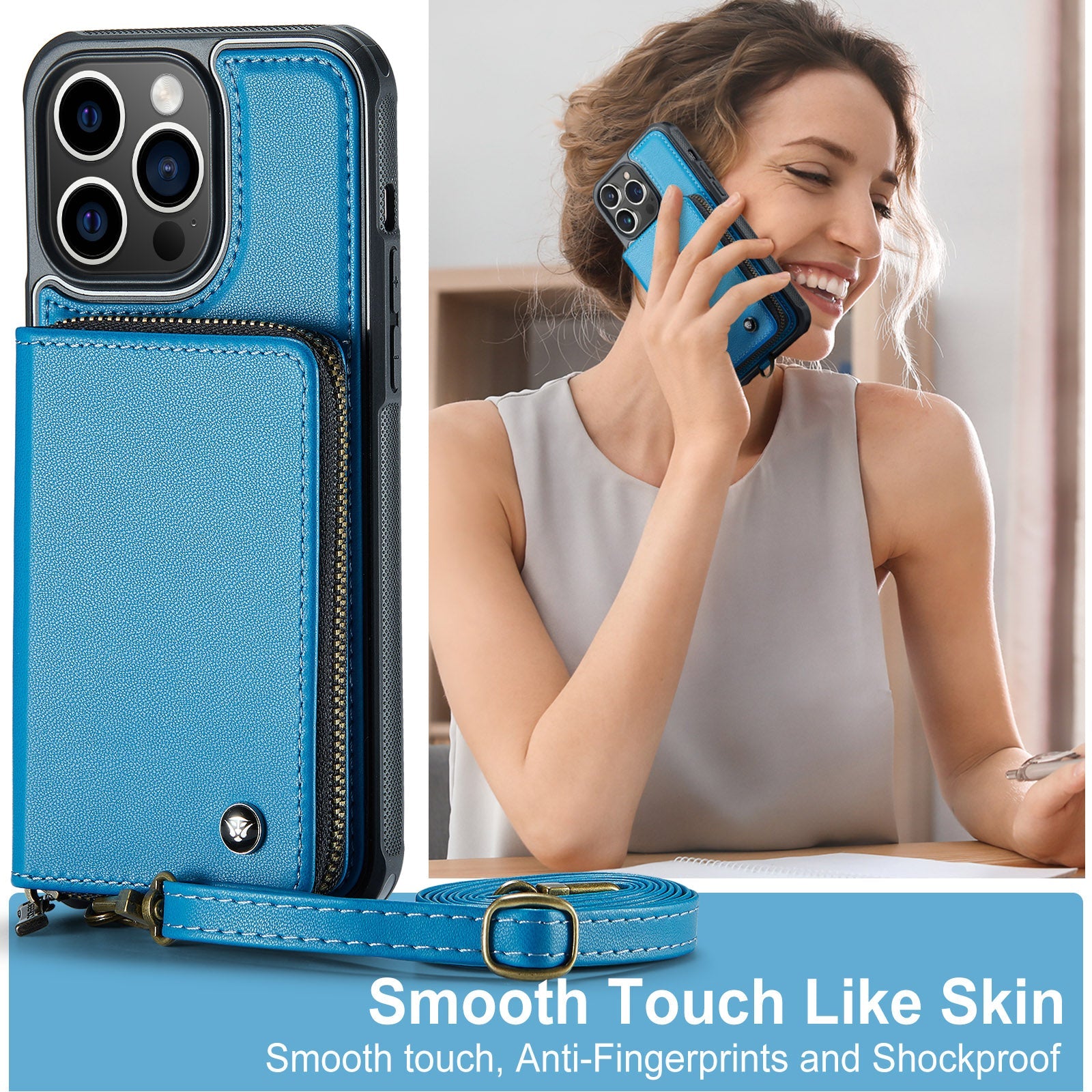 Étui portefeuille en cuir de luxe pour iPhone – Coque bandoulière MagSafe premium avec porte-cartes, fonction support & bandoulière, protection 360° antichoc, design fin, tout organisé – idéal pour extérieur & travail