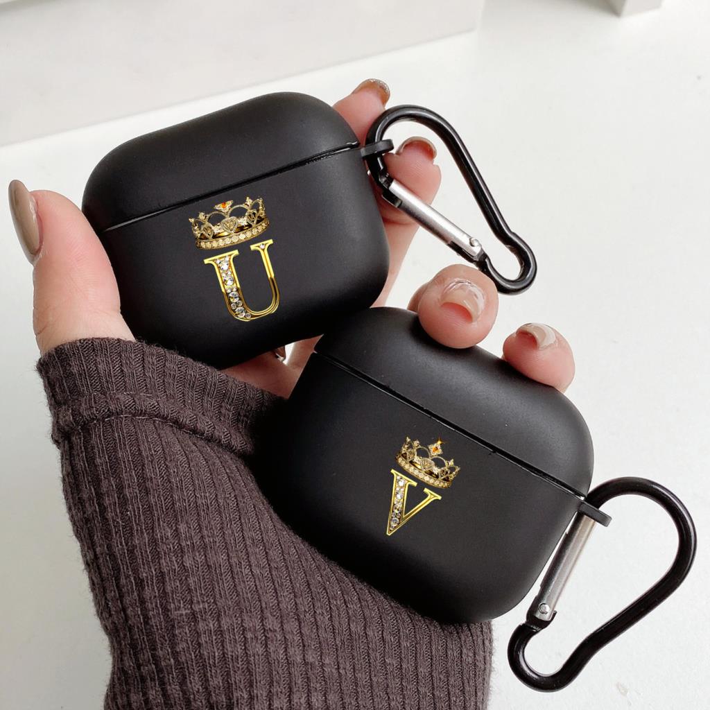 Étui AirPods Apple MagSafe Premium Diamond Crown | Étui de protection pour AirPods Pro 2/3/2/1 | Housse pour casque Bluetooth A-Z | Étui sans fil pour casque