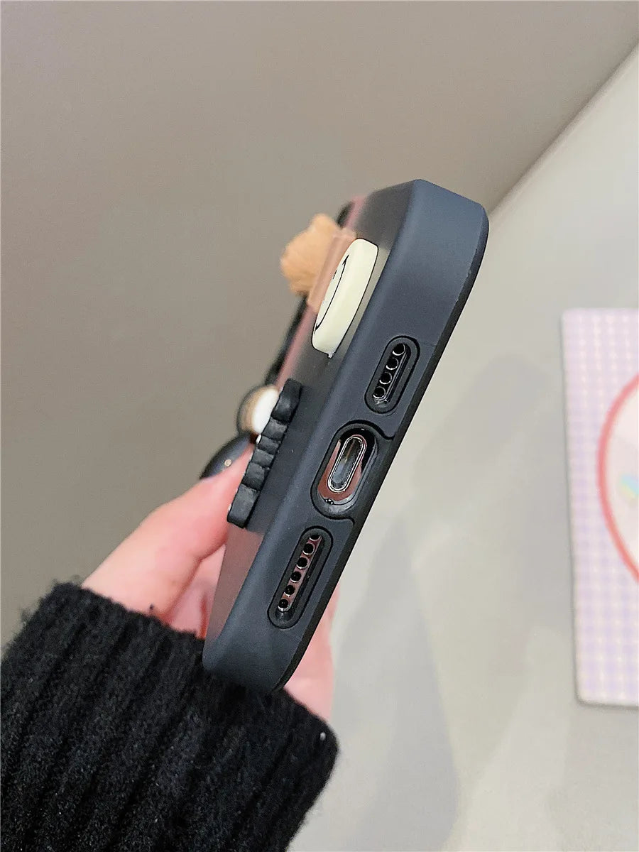 Hochwertige 3D-Bär-Kaffee-Spielzeug-Farbverlauf-Design iPhone-Hülle | MagSafe Case mit Kameralinsenschutzabdeckung für Apple iPhone 17/17 Air, 16/16e, 15, 14, 13 Pro Max Plus Cover | Premium-Silikon-Schutzhülle