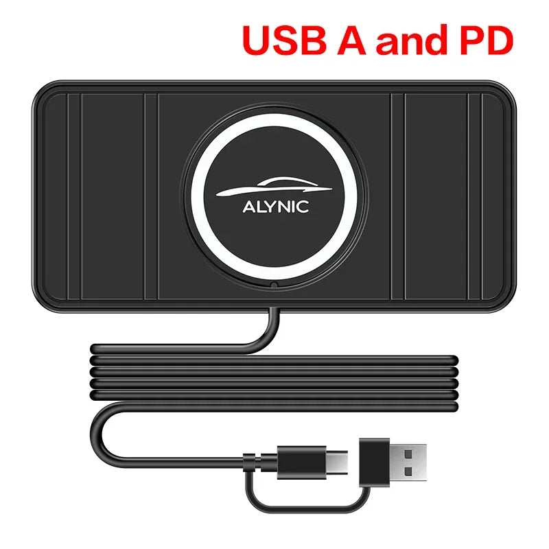 Station d'accueil pour station de charge rapide en silicone Premium 20 W pour voiture | Chargeur sans fil avec coussinet antidérapant et station de charge rapide sans fil pour Apple iPhone 15/14/13/12 Pro Max Plus Mini, AirPods, Android, Samsung