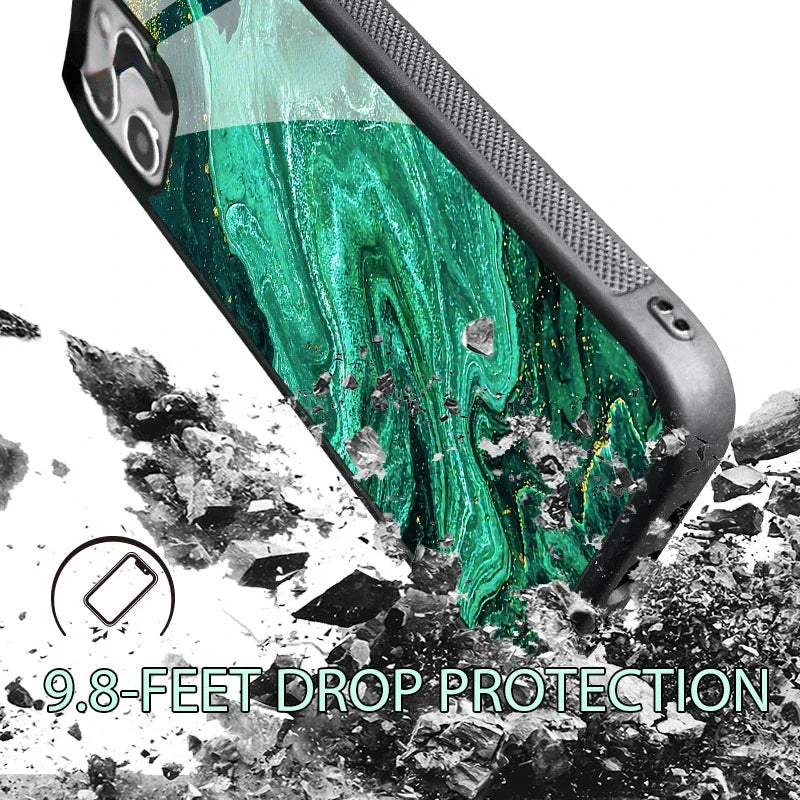 Étui antichoc en marbre pour iPhone avec cadre doré de luxe | Étui de protection MagSafe pour Apple iPhone 15/14/13/12 Pro Max Plus | Housse de protection pour appareil photo, sac et étui blindé