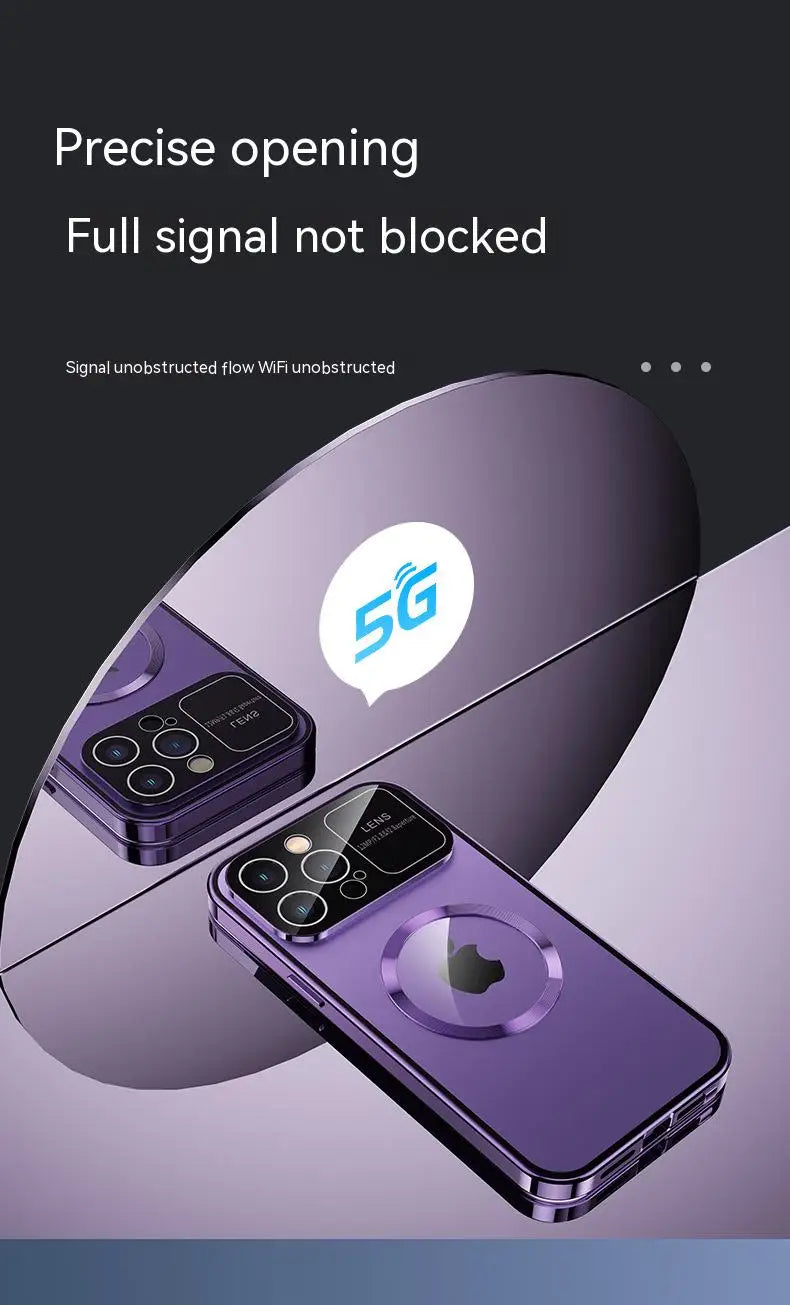 iPhone Hülle mit MagSafe: Premium Doppelseitiges HD-Glas Case, Kabellosem Laden, Kameraobjektivschutz | Stoßfestes Cover, Kameraschutzabdeckung – Magnetische Panzertasche für Apple iPhone 17/17 Air, 16/16e, 15, 14, 13 Pro Max Plus Mini | Luxus Handyhülle