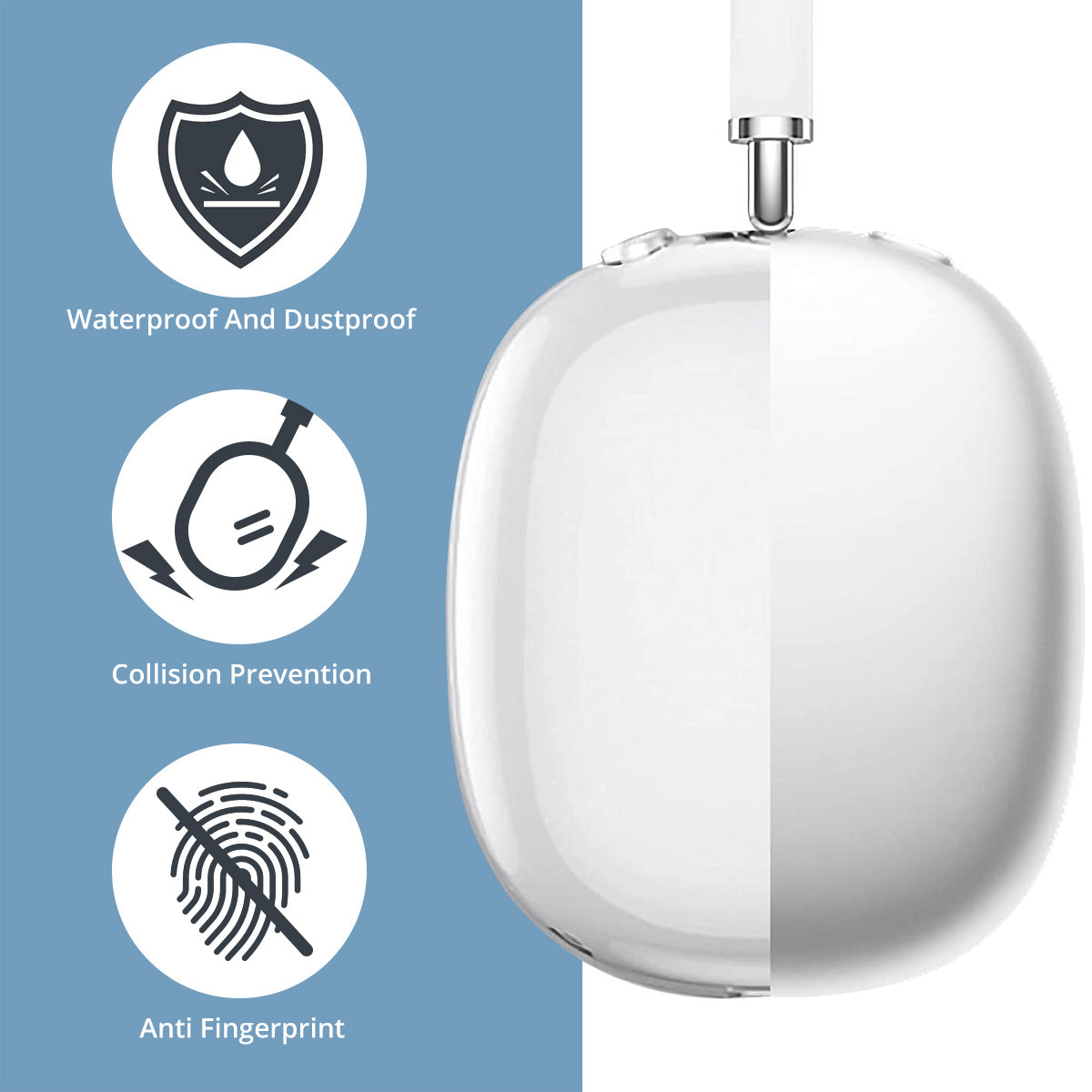 Coque de protection en TPU premium pour Apple AirPods Max : coque transparente résistante aux chocs et aux rayures | Coque souple et transparente - protection haut de gamme pour les écouteurs sans fil