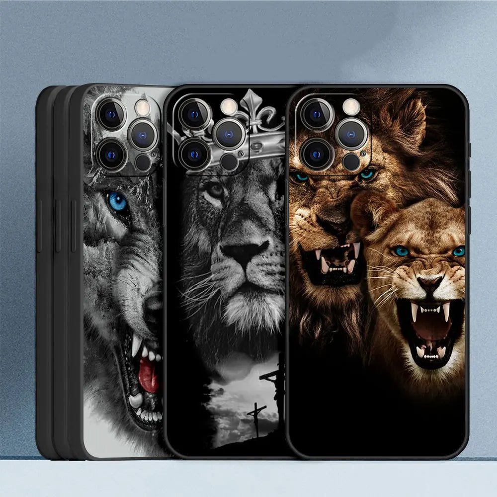 Hochwertige iPhone-Hülle mit Tierdesigns: Wolf, Hund, Katze, Vogel, Löwe, Tiger | MagSafe-kompatibles Case mit Kameralinsenschutz | Premium Hardcase für Apple iPhone 17/17 Air, 16/16e, 15, 14, 13 Pro Max Plus Cover | Stoßsichere Handyhülle & Panzertasche