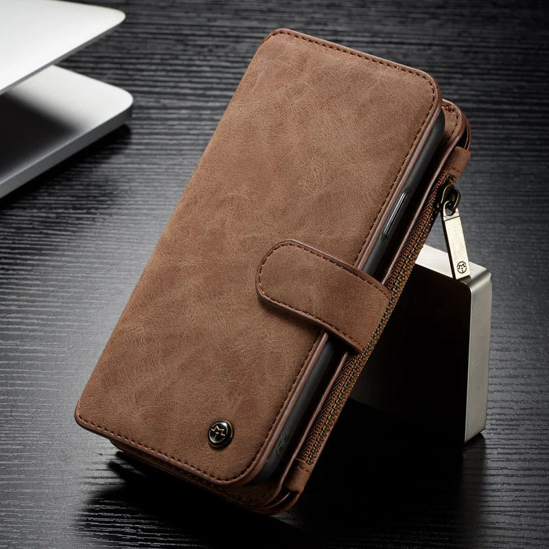 Hochwertiges 2-in-1 Abnehmbare Leder Brieftasche Flip Stand iPhone Hülle