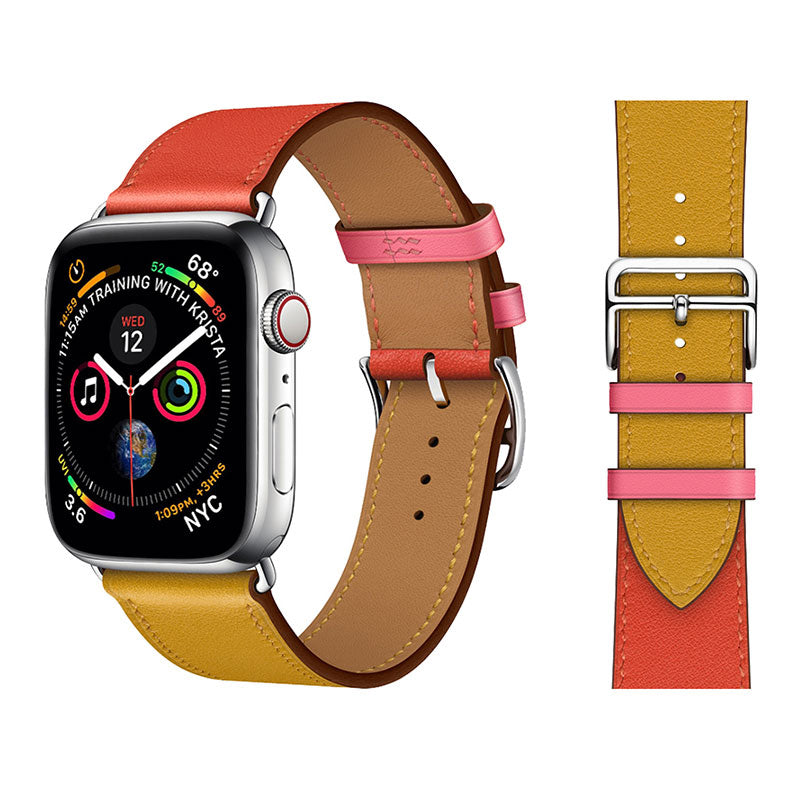 Premium Echtes Leder Armband für Apple Watch: 49mm, 45mm, 44mm, 42mm, 41mm, 40mm, Damen/Herren, iWatch Ultra/9/8/7/6/5/4/SE