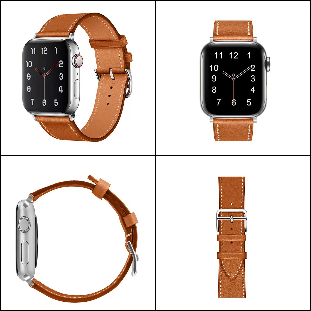 Premium Echtes Leder Armband für Apple Watch: 49mm, 45mm, 44mm, 42mm, 41mm, 40mm, Damen/Herren, iWatch Ultra/9/8/7/6/5/4/SE