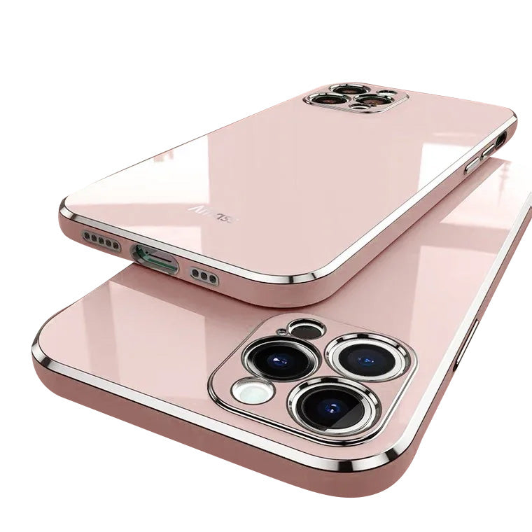 Hochwertige Einfarbige Quadratische Beschichtung: Glänzende, Stoßfeste Silikon iPhone Hülle | MagSafe Case, Rundumschutz, Kameralinsenschutz für iPhone 17/17 Air, 16/16e, 15, 14, 13 Pro Max, Plus Cover | Panzertasche und Stoßstangenabdeckung Schutzhülle