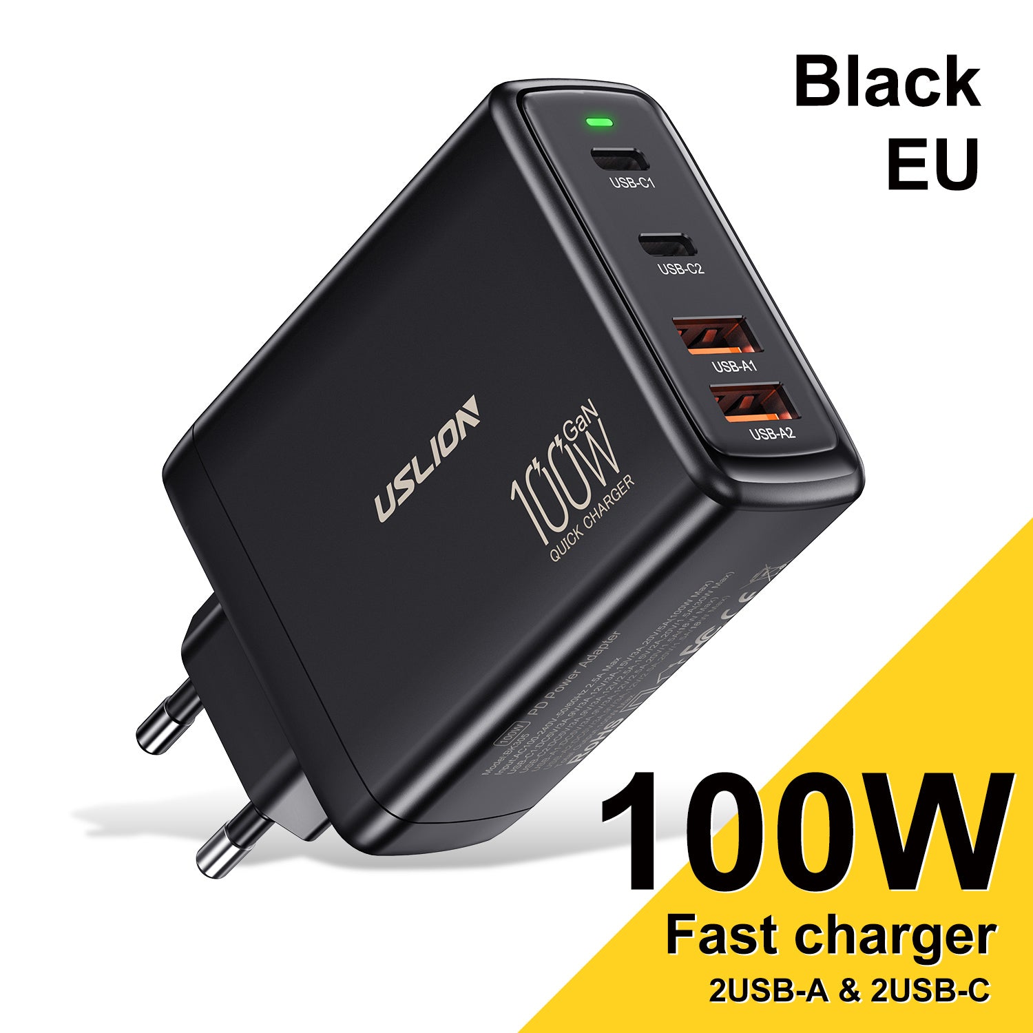 Station de charge rapide de bureau Gan Charger Premium 65W | Adaptateur 4 en 1 pour ordinateur portable et téléphone portable pour Apple iPhone 15 14 13 12 11 Pro Max Plus Mini, iOS, Android, Xiaomi, Samsung - Charge rapide