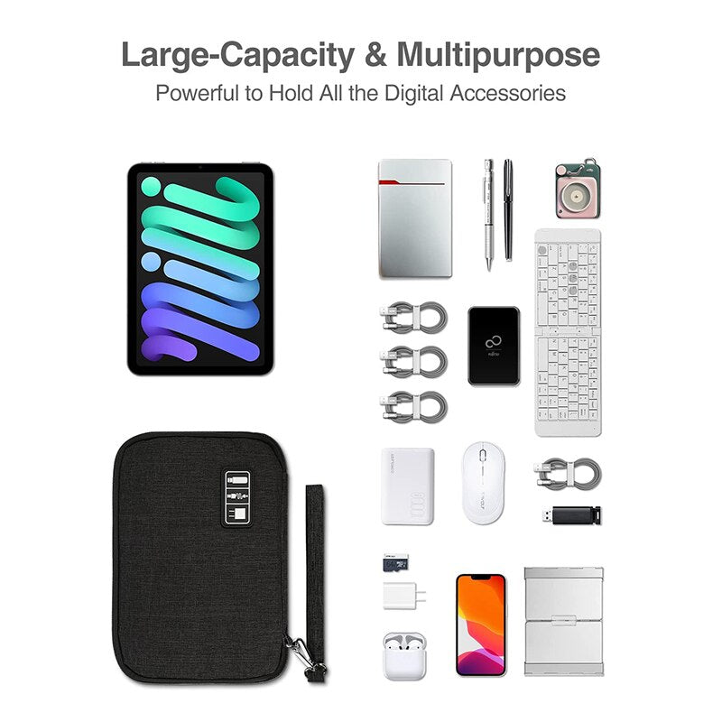 Sac de rangement de voyage haut de gamme, disque dur mobile, disque U, paquet d'organisation, écouteurs, SSD, chargeur | Câble disque dur T47