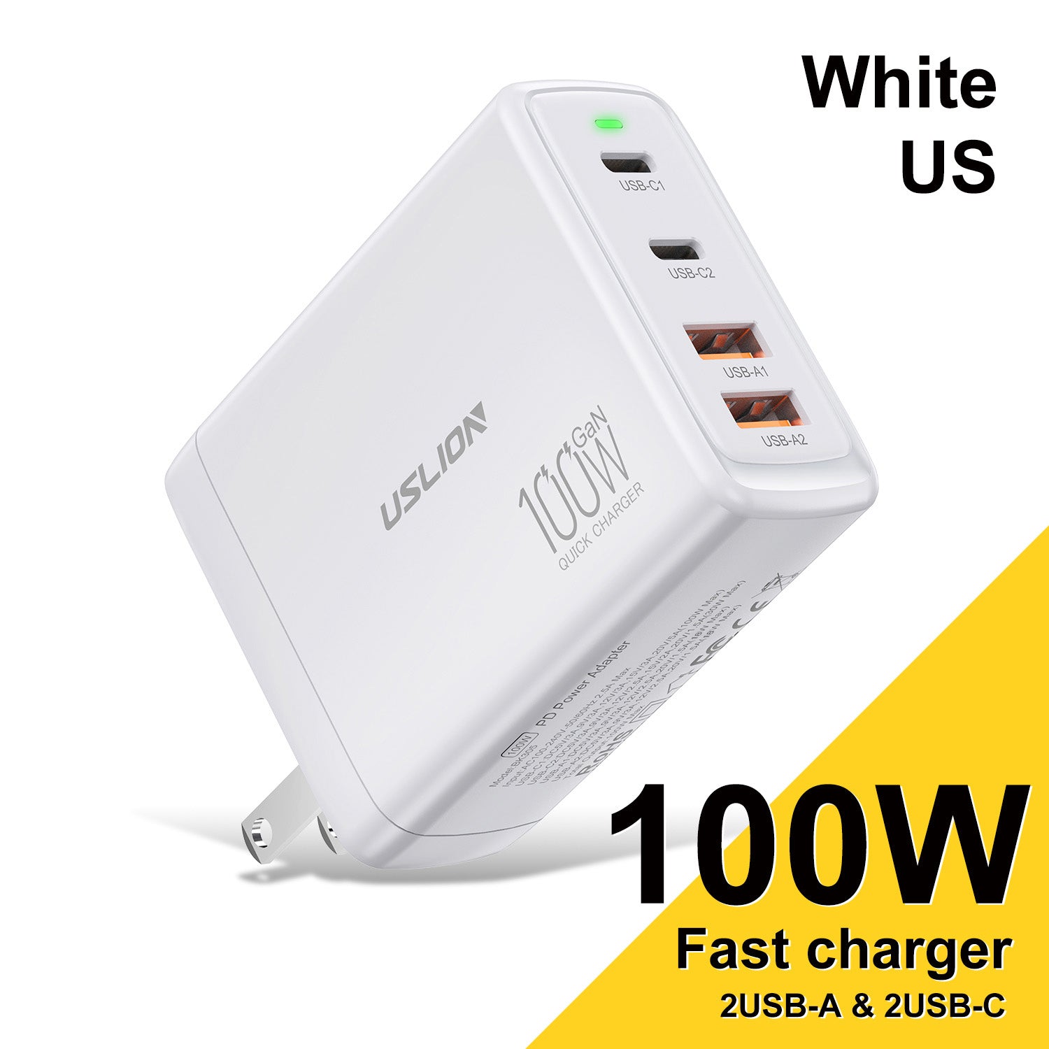 Station de charge rapide de bureau Gan Charger Premium 65W | Adaptateur 4 en 1 pour ordinateur portable et téléphone portable pour Apple iPhone 15 14 13 12 11 Pro Max Plus Mini, iOS, Android, Xiaomi, Samsung - Charge rapide