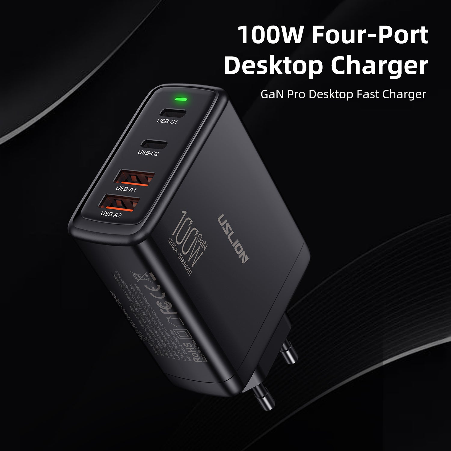 Station de charge rapide de bureau Gan Charger Premium 65W | Adaptateur 4 en 1 pour ordinateur portable et téléphone portable pour Apple iPhone 15 14 13 12 11 Pro Max Plus Mini, iOS, Android, Xiaomi, Samsung - Charge rapide