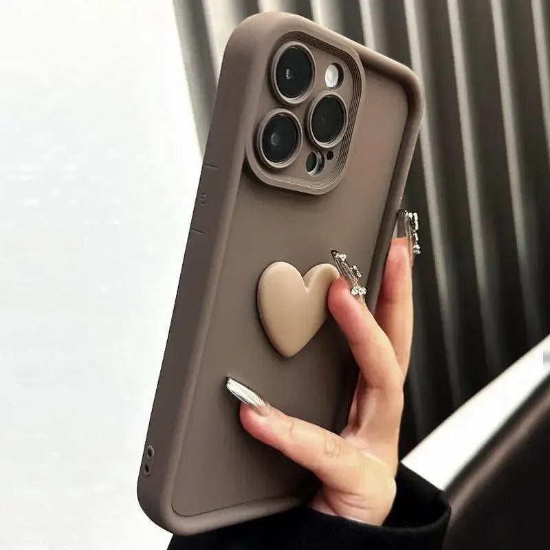 Hochwertige niedliche 3D-Liebesherz-Design Silikon-iPhone-Hülle | MagSafe Case, Kameralinsenschutzabdeckung für Apple iPhone 17/17 Air, 16/16e, 15, 14, 13 Pro Max Plus Cover | Silikon-Softcover-Schutzhülle
