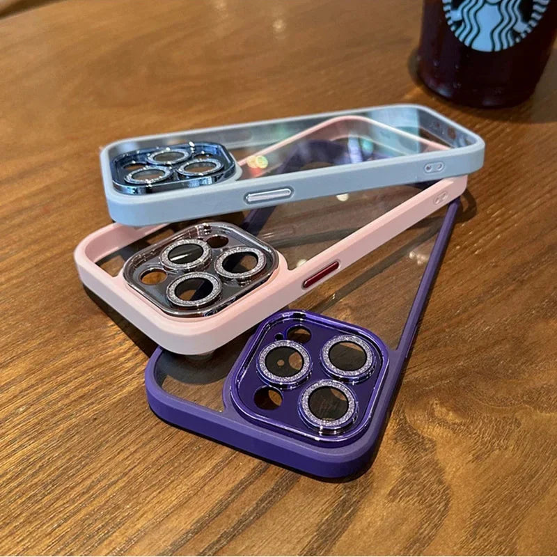 Coque en silicone transparente antichoc de luxe pour Apple iPhone | Revêtement haut de gamme, design pailleté transparent hydrofuge et résistant aux rayures.