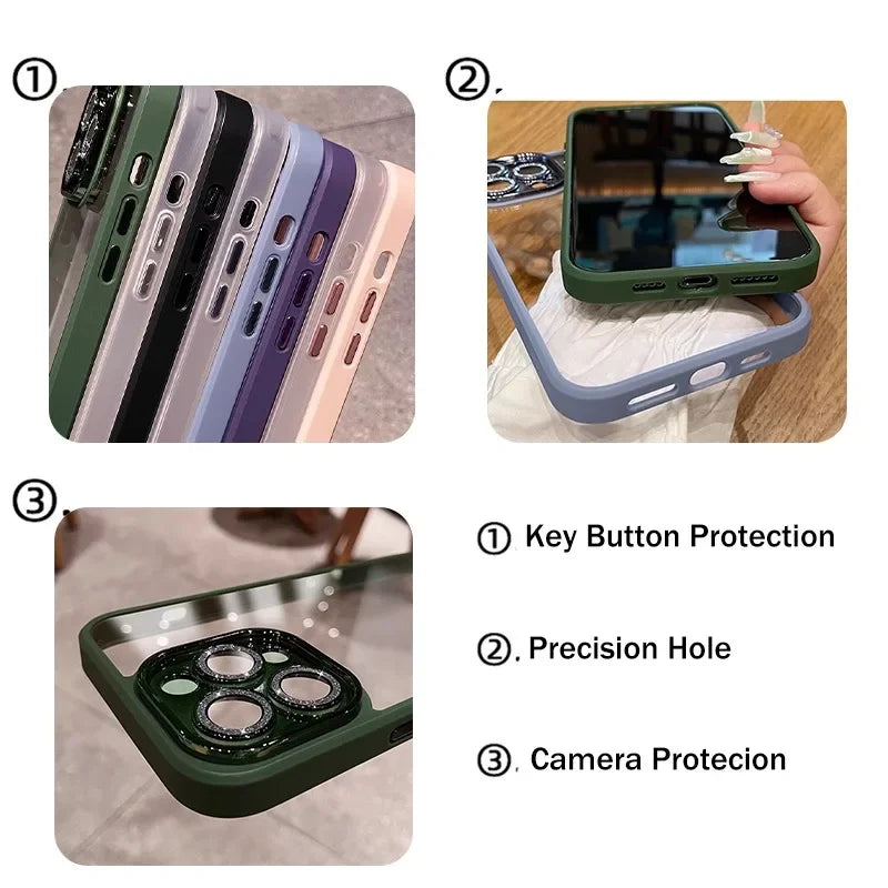 Coque en silicone transparente antichoc de luxe pour Apple iPhone | Revêtement haut de gamme, design pailleté transparent hydrofuge et résistant aux rayures.