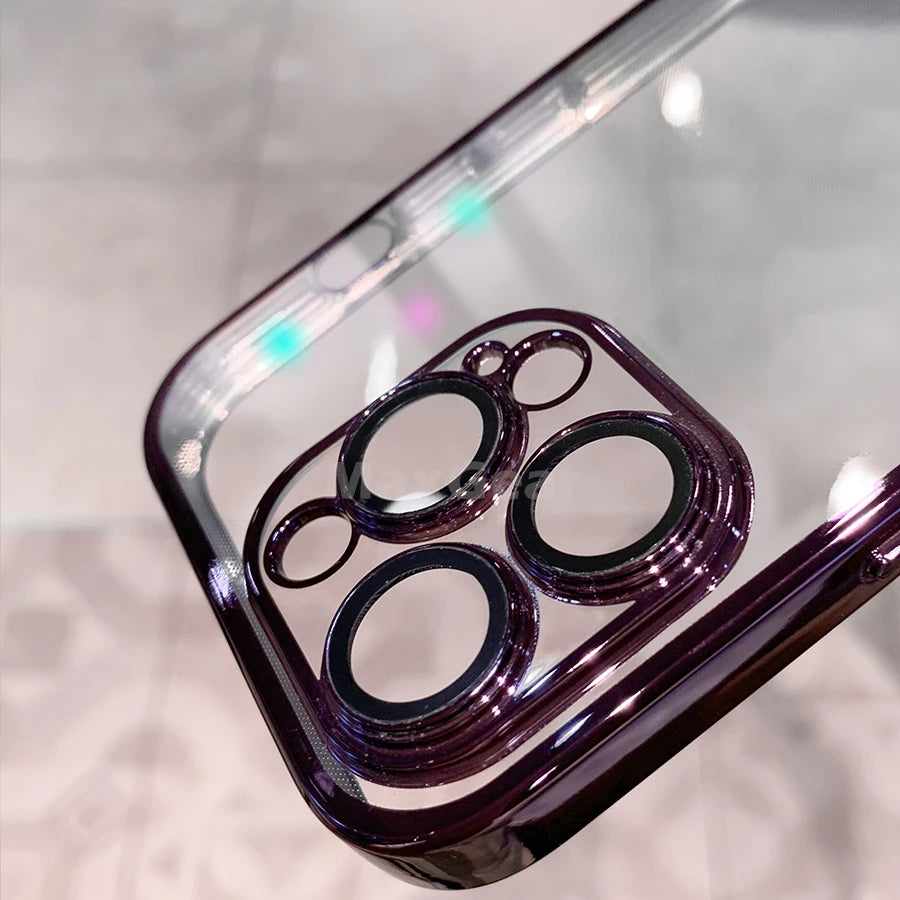 Coque en silicone transparente antichoc de luxe pour Apple iPhone | Revêtement haut de gamme, design pailleté transparent hydrofuge et résistant aux rayures.