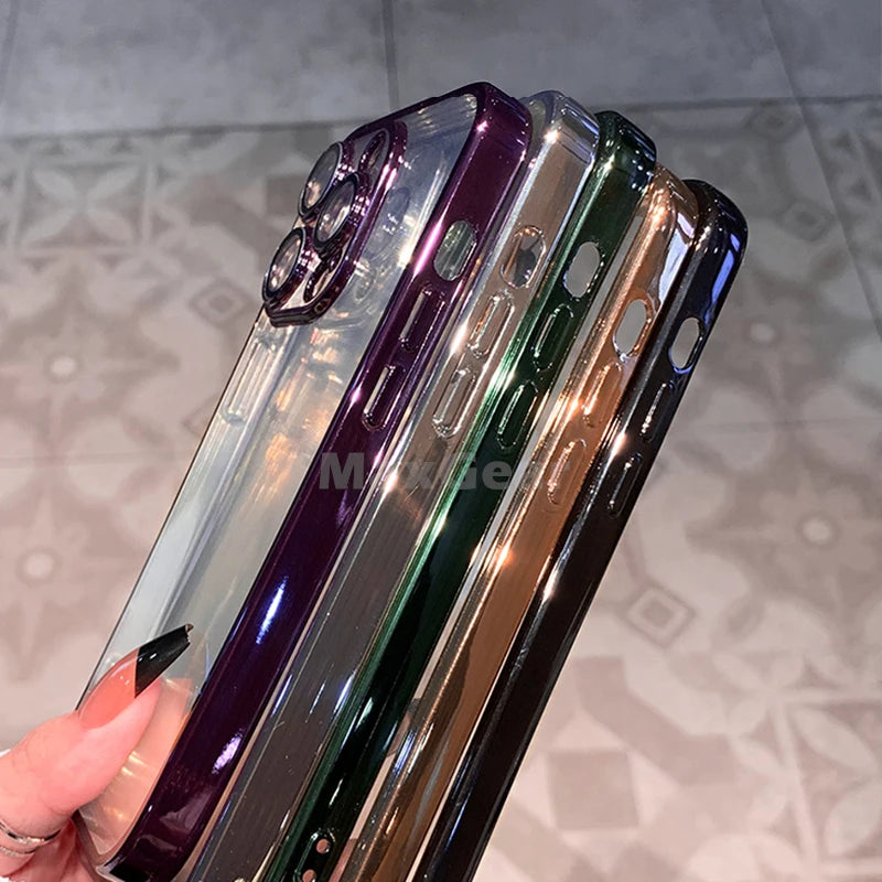 Coque en silicone transparente antichoc de luxe pour Apple iPhone | Revêtement haut de gamme, design pailleté transparent hydrofuge et résistant aux rayures.