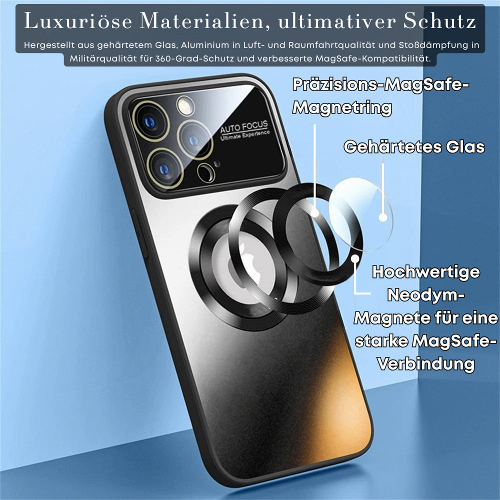 Luxus Matte Magnetische iPhone-Hülle mit Glaslinsen-Kameraschutz | Stoßfeste Tasche & MagSafe Case | Panzer-Schutzhülle für Apple iPhone 16/15/14/13/12 Pro Max Plus Mini | Handyhülle in limitierter Auflage