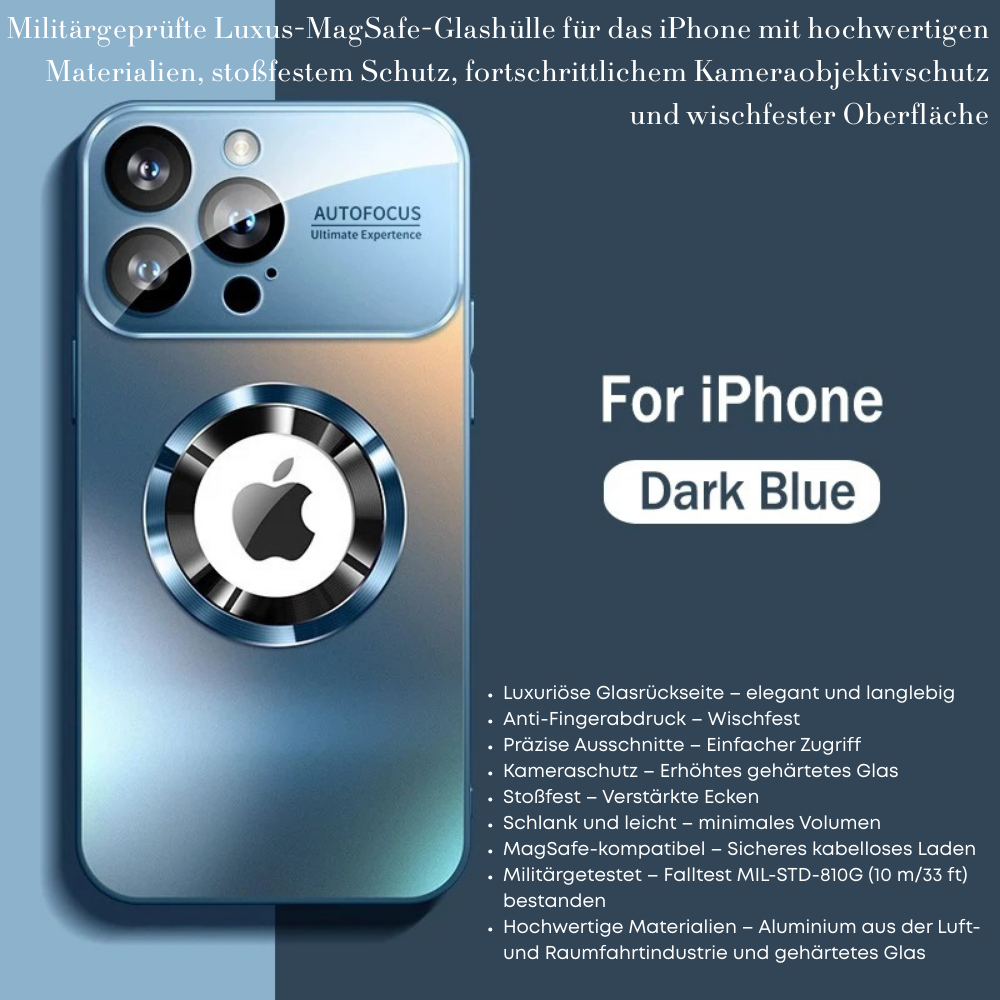 Luxus Matte Magnetische iPhone-Hülle mit Glaslinsen-Kameraschutz | Stoßfeste Tasche & MagSafe Case | Panzer-Schutzhülle für Apple iPhone 16/15/14/13/12 Pro Max Plus Mini | Handyhülle in limitierter Auflage