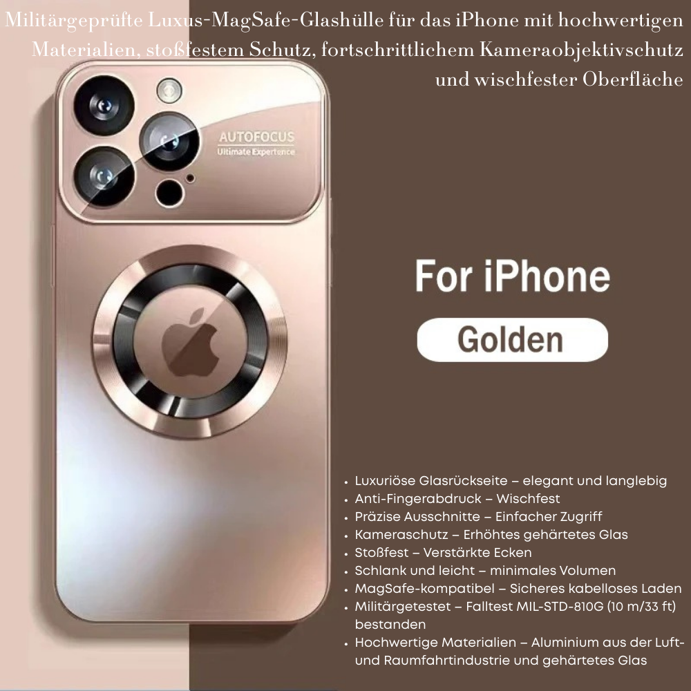 Luxus Matte Magnetische iPhone-Hülle mit Glaslinsen-Kameraschutz | Stoßfeste Tasche & MagSafe Case | Panzer-Schutzhülle für Apple iPhone 16/15/14/13/12 Pro Max Plus Mini | Handyhülle in limitierter Auflage