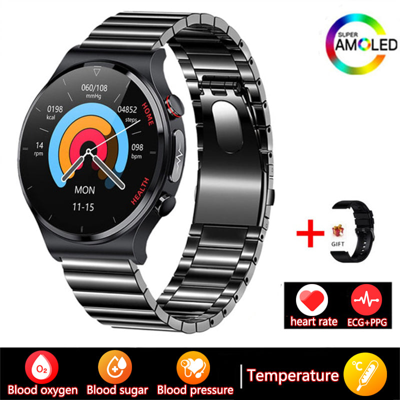 Premium Smartwatch für Männer | Uhr 4 Pro mit AMOLED HD Bildschirm Bluetooth Anruf, GPS Herzfrequenzmessung