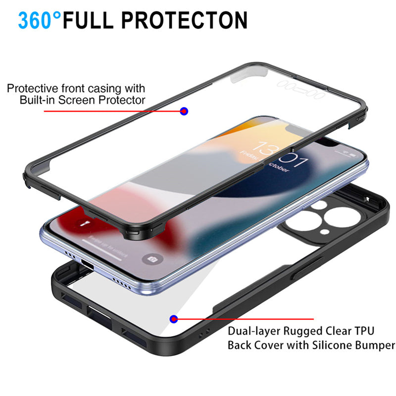 Hochwertige Transparente 360 Grad Silikon-Schutz iPhone Hülle mit MagSafe | Rundumschutz und Kameralinsenschutz für Apple iPhone 17/17 Air, 16/16e, 15, 14, 13 Pro Max Plus Cover | Panzertasche und Stoßstangenabdeckung | Hochwertige Handyhülle