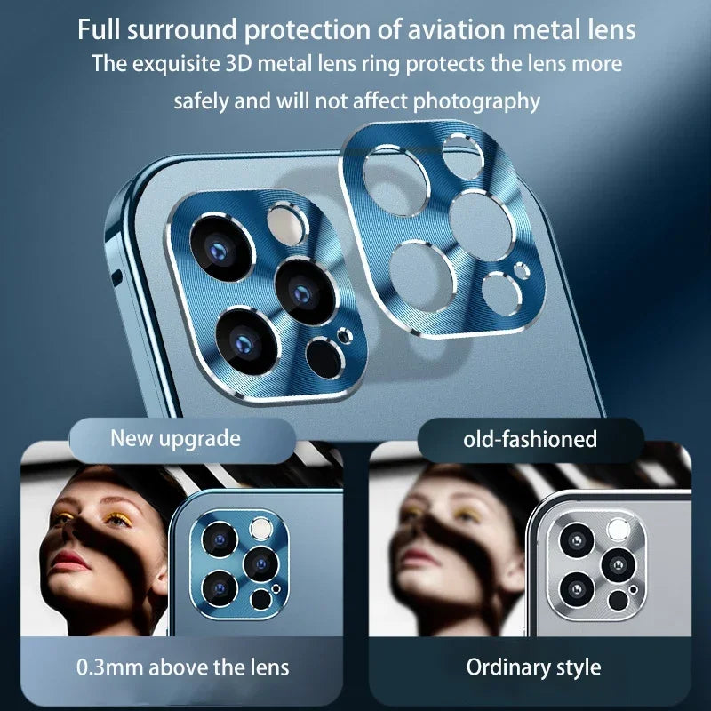 Luxus Ultra-Dünne iPhone Hülle: Metalllegierung und Glas, Sichtschutz, Doppelseitiger 360° Vollschutz | MagSafe-kompatibel Magnetischer Adsorption, Stoßfest, Kameraschutz Case, Schutzhülle Apple iPhone 17/17Air, 16/16e, 15, 14, 13 Pro Max, Pro, Plus Cover